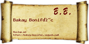 Bakay Bonifác névjegykártya